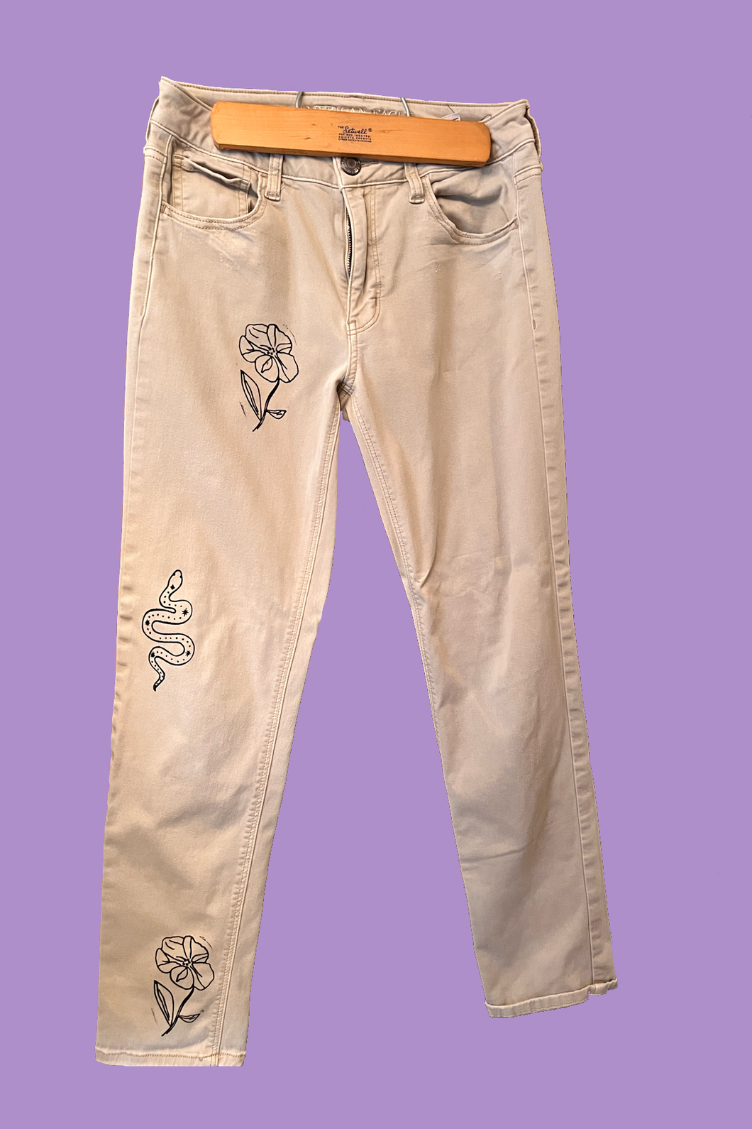 Beige Flower Pants